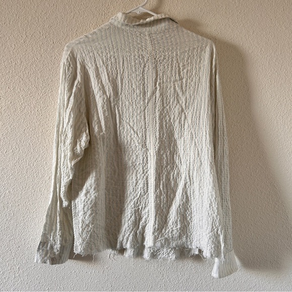 MIOU MUSE Button Up Shirt Women’s Small Striped Gauzy Lagenlook Minimalist Boho - Picture 10 of 11